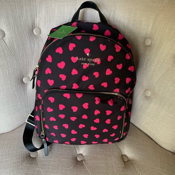 ❤️KATE SPADE! Nylon Midnight HEARTS Backpack - Picture 7 of 11